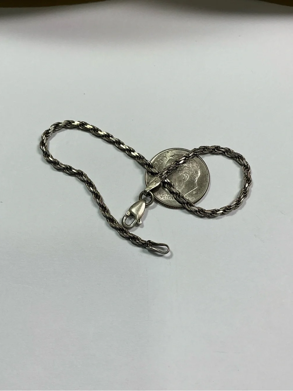 Sterling Silver Rope Chain Bracelet - Silver